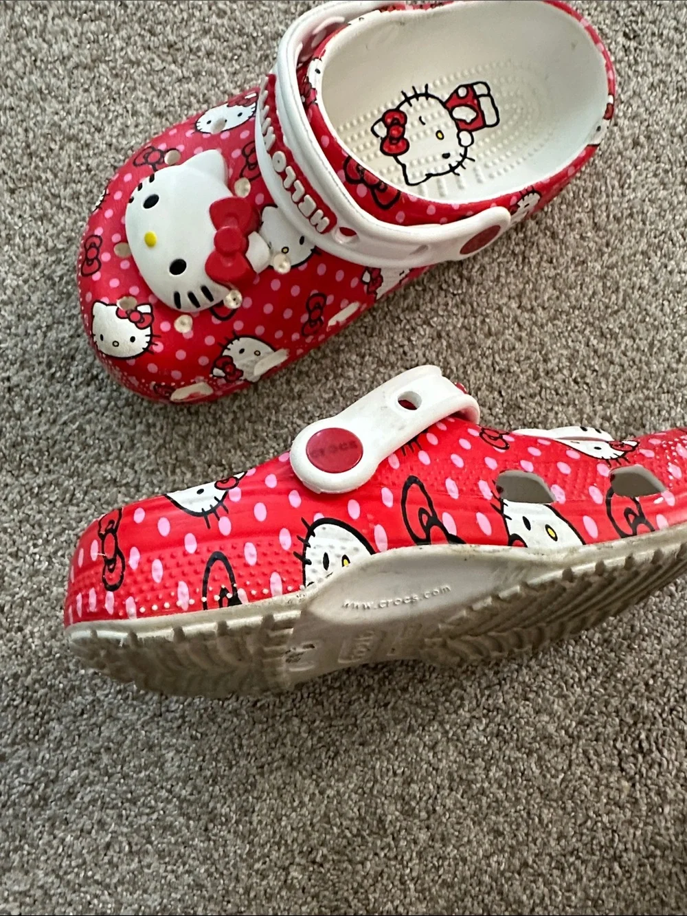Hello Kitty Red  Kids Crocs  - Cute Slip-On Shoes size 1
